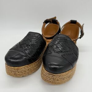 Macarena Collection Women's Black Tan Espadrilles Platform Sandals Shoes Size 7